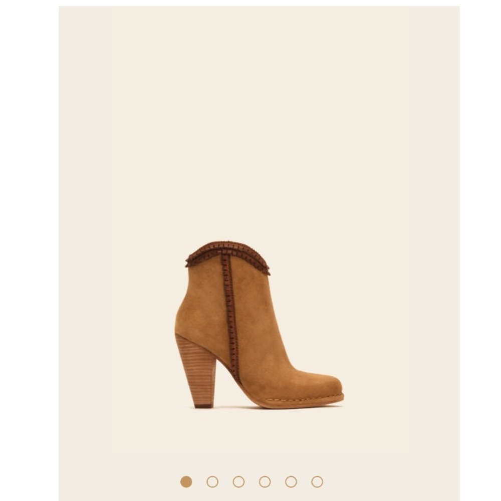 Frye Genuine Suede Heeled Western Boho Short Boots - Picture 3 of 9